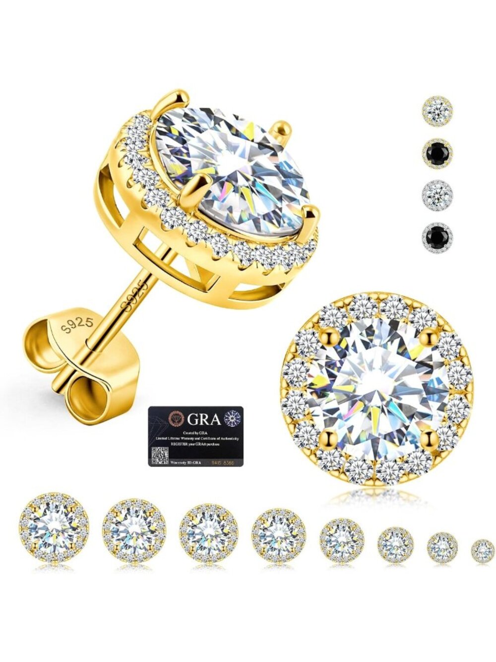 Elegant Moissanite Stud Earrings in 925 Sterling Silver Halo Design - Perfect
